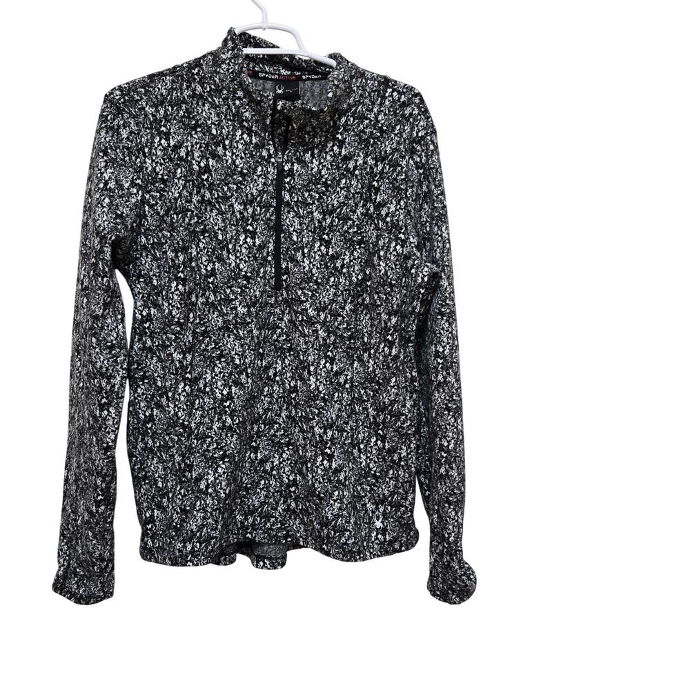 Spyder Active Quarter Zip Pullover Large Black Wh… - image 1